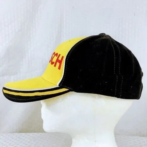 Bosch Men Strap back Cap Motorsports Yellow Black Cotton Hat One Size Fits All - Picture 3 of 6